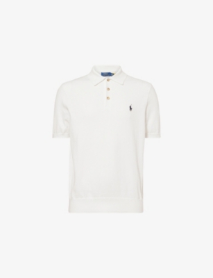 POLO RALPH LAUREN: Logo-Embroidered Short-Sleeve Knitted Cotton Polo Shirt