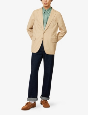 Polo Ralph Lauren Mens Monument Tan Regular-fit Notch-lapels Stretch-cotton Blazer In Multi