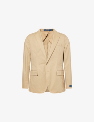 Polo Ralph Lauren Mens Monument Tan Regular-fit Notch-lapels Stretch-cotton Blazer In Multi