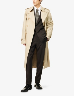 Polo Ralph Lauren Mens Coastal Beige Double-breasted Cotton Trench Coat