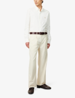 POLO RALPH LAUREN: Button-Down Curved-Hem Cotton-Piqué Shirt