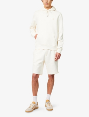 Polo Ralph Lauren Mens Embroidered-logo Double-knit Cotton-jersey Hoody Pale Cream Xl