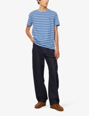 Polo Ralph Lauren Mens Channel Blue/old Royal Striped Custom Slim-fit Cotton T-shirt