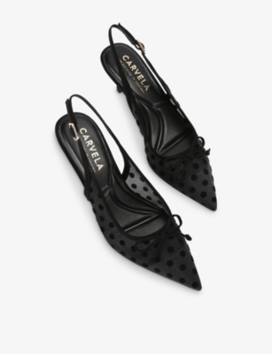 Carvela Womens Black/comb Positano Vinyl Mesh Kitten Heels Eur 38/5 Uk In Black