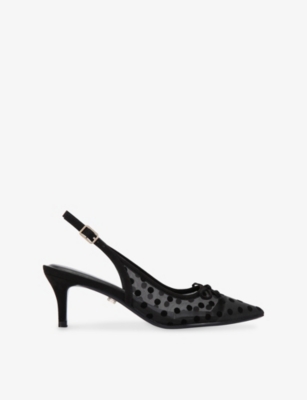 Carvela Womens Black/comb Positano Vinyl Mesh Kitten Heels Eur 38/5 Uk In Black