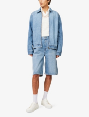 7 For All Mankind Ens Harrington Relaxed-fit Denim Jacket Mason In Blue