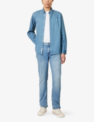7 FOR ALL MANKIND ENS 7 FOR ALL MANKIND THE STRAIGHT FIVE-POCKETS DENIM AND LINEN JEANS 