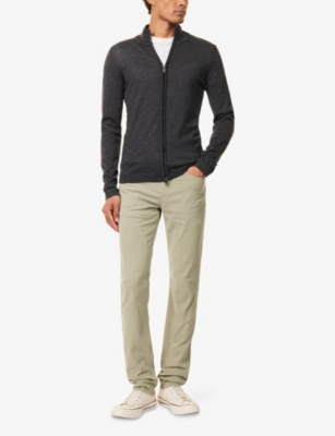 7 FOR ALL MANKIND ENS STRETCH SATEEN RUSSEL SLIMMY LUX PERFORMANCE TAPERED-LEG STRETCH-COTTON BLEND TROUSERS 