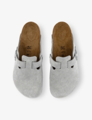 BIRKENSTOCK: Boston Logo-Embossed Suede Clogs
