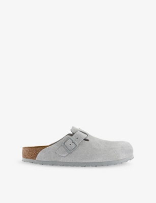 BIRKENSTOCK: Boston Logo-Embossed Suede Clogs