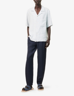 Eleventy Drawstring Waist Tapered Leg Trousers With Back Pockets In Blue