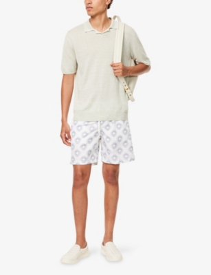 ELEVENTY: All-Over Geometric-Pattern Swim Shorts