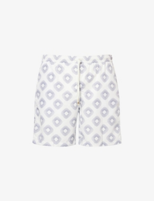 ELEVENTY: All-Over Geometric-Pattern Swim Shorts
