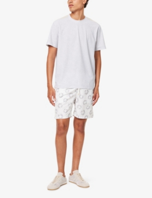 Eleventy Mens Gray Geometric-print Regular-fit Swim Shorts In Red
