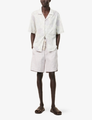 ELEVENTY MENS MALVA WELT-POCKETS DRAWSTRING LINEN-BLEND SHORTS XXXL 