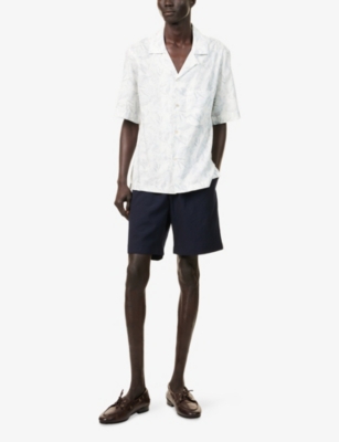ELEVENTY: Flower-Print Camp-Collar Linen And Cotton Shirt