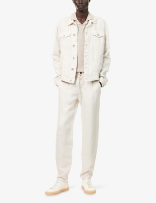 Eleventy Mens Spread-collar Relaxed-fit Linen Jacket Sand Xxxl In Sand