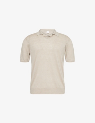 ELEVENTY: Bowling-Collar Regular-Fit Linen Polo Shirt