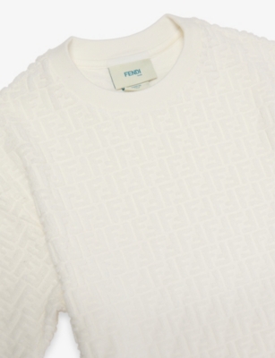 Fendi Terry Monogram Cotton-blend T-shirt 4-12 Years Whit In White