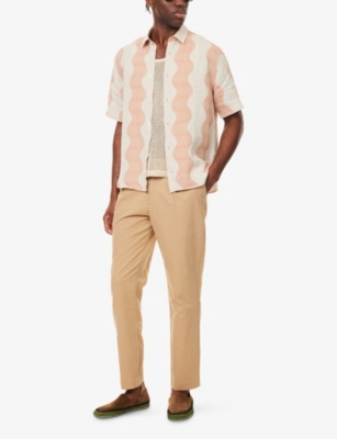 Frescobol Carioca Mens  Castro Duo Cubana Striped Regular-fit Linen Shirt In Neutral