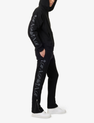 TRAPSTAR: Brand-print Tapered-Leg Cotton-Jersey Jogging Bottoms