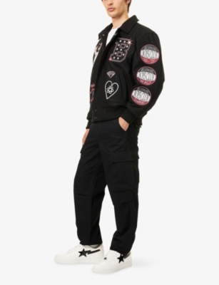 BILLIONAIRE BOYS CLUB: Alumni Embroidered Padded Wool-Blend Varsity Jacket