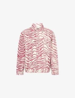 BILLIONAIRE BOYS CLUB: Zebra-Print Relaxed-Fit Denim Jacket