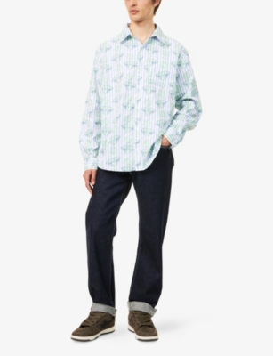BILLIONAIRE BOYS CLUB: Glow Striped Relaxed-Fit Cotton Shirt