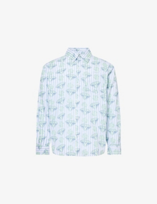 BILLIONAIRE BOYS CLUB: Glow Striped Relaxed-Fit Cotton Shirt