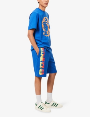 Billionaire Boys Club Mens Blue Great Wave Colour-block Cotton-jersey Sweat Shorts In Blue