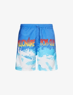 BILLIONAIRE BOYS CLUB: Great Wave Graphic-Pattern Woven Swim Shorts