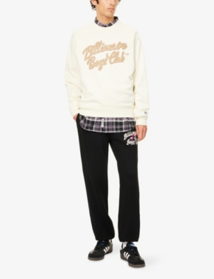 Billionaire Boys Club Mens Ecru Script Logo Crewneck Cotton-jersey Sweatshirt
