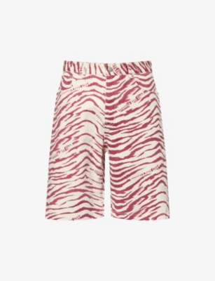 BILLIONAIRE BOYS CLUB: Zebra Straight-Leg Denim Shorts