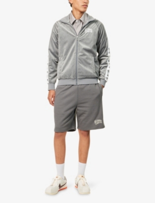 Billionaire Boys Club Mens Charcoal Arch Logo Taped Velour Track Top In Gray