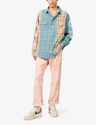 Billionaire Boys Club Mens Multi Check Panelled Checked Cotton Shirt In Multi
