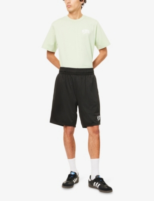 Billionaire Boys Club Mens Black Logo-print Perforated Woven Sweat Shorts