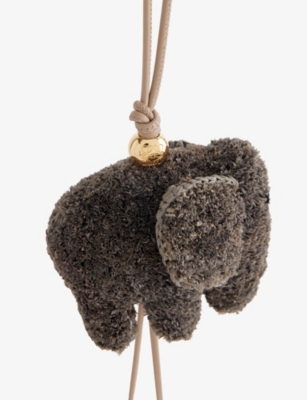 Loewe Womens Grey Elephant Raffia And Leather Charm In Gray