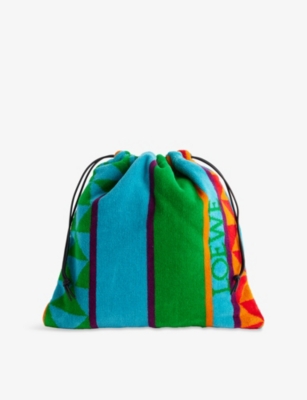 Loewe Womens Multicolor Drawstring Terrycloth Pouch