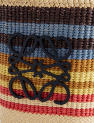 Loewe Small Anagram Raffia Bucket Bag In Brown