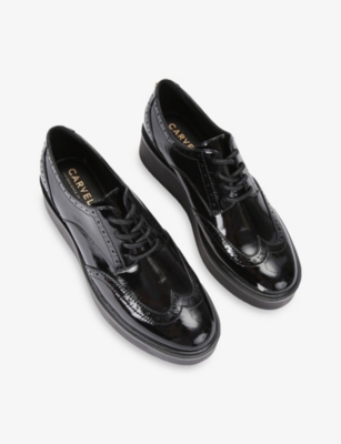 Carvela Womens Black Strada Faux Patent-leather Platform Brogues Eur 39 / 6 Uk In Multi