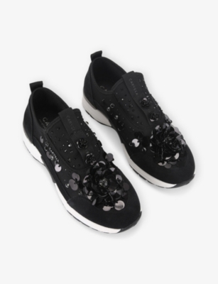 Carvela Womens Black Tempo Flower Mesh Trainers Eur 40 / 7 Uk In Black