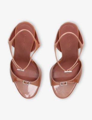 Amina Muaddi Patent Leather Heeled Sandal 105