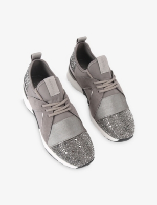 Carvela Womens Gunmetal Tempo Elastic Woven Trainers Eur 42/ 9 Uk In Gray