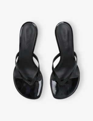 AMINA MUADDI: Juliette Thong 45 Leather Heeled Sandals