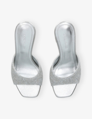 Amina Muaddi Satin Lupita Crystal Dust Heeled Mules 95