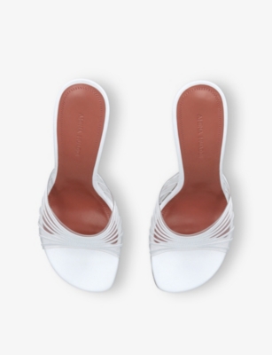 AMINA MUADDI: Mookie 90 Leather and PVC Heeled Sandals