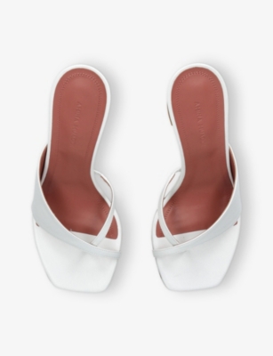 Amina Muaddi White Shiona Slipper Heeled Sandals