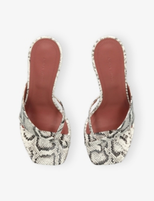 Amina Muaddi 95mm Shiona Snakeskin-effect Sandals In Multi