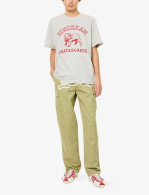 Icecream Mens Heather Grey Bulldog Crewneck Cotton-jersey T-shirt