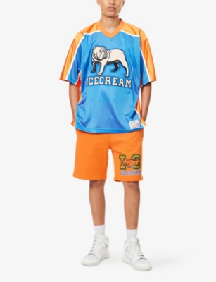 ICECREAM MENS ORANGE COLLEGIATE PUPPY LOGO-PRINT COTTON-JERSEY SWEAT SHORTS XL 
